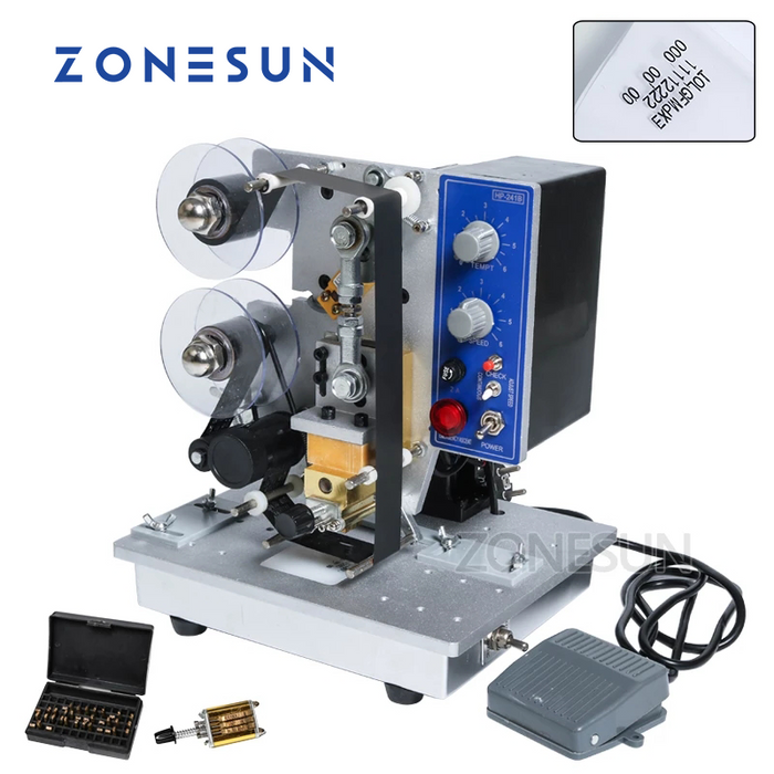 ZONESUN HP-241B Máquina de impresión de códigos de cinta de estampado en caliente eléctrica semiautomática