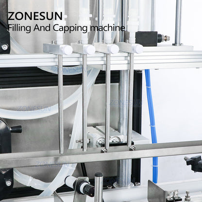 ZONESUN 4 Nozzles Liquid Filling Capping Machine with Cap Feeder