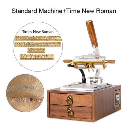 ZONESUN WT‑90XT Walnut Desktop Hot Stamping Machine with Drawer