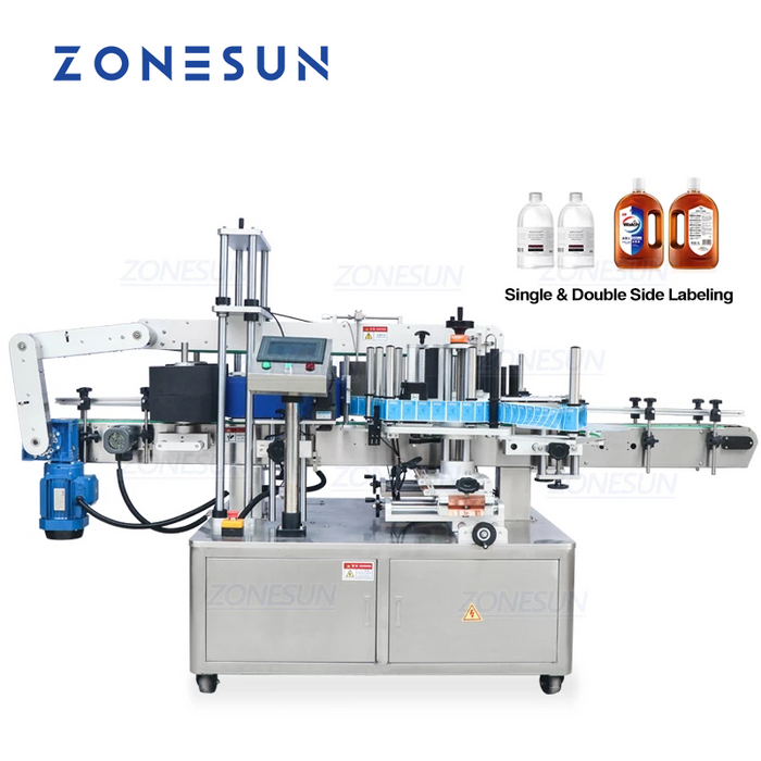 Etichettatrice automatica per flaconi tondi e piatti ZONESUN ZS‑TB300, macchina per etichettatura singola/doppia