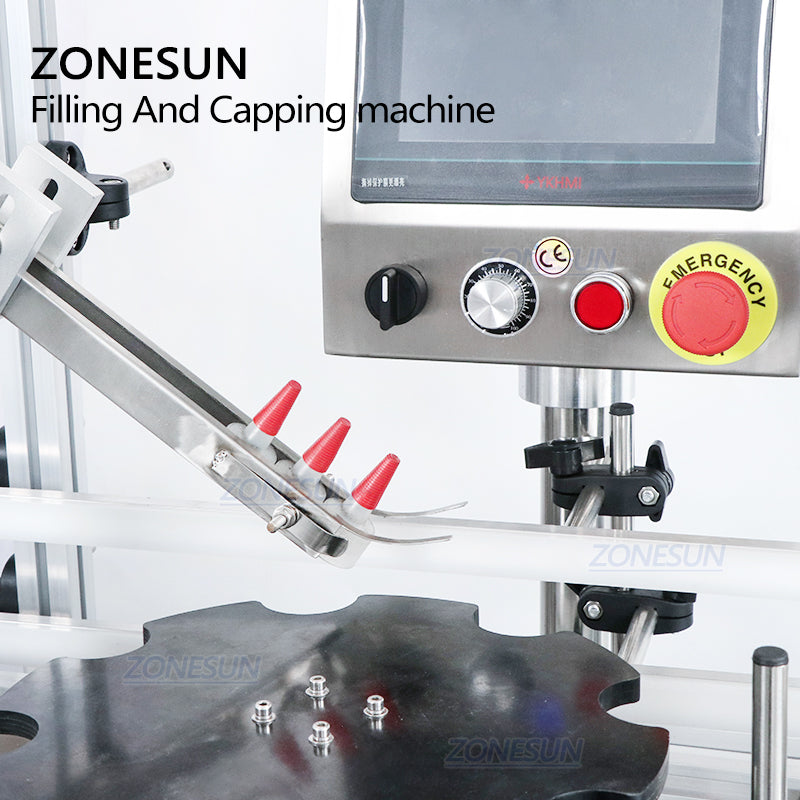 ZONESUN 4 Nozzles Liquid Filling Capping Machine with Cap Feeder