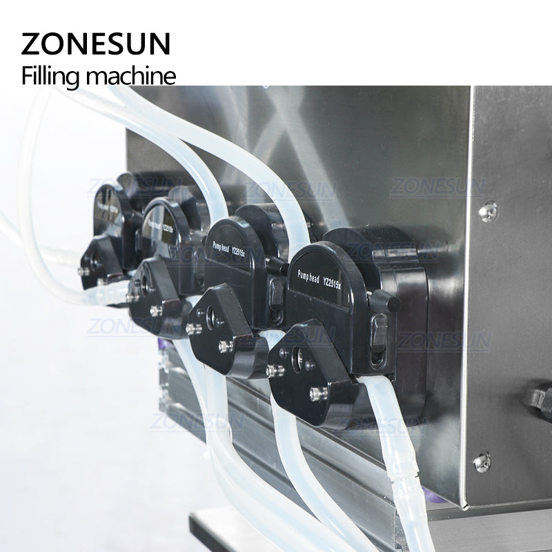 ZONESUN ZS-DTPP4C 4-Head Liquid Filling Machine with Chain Conveyor