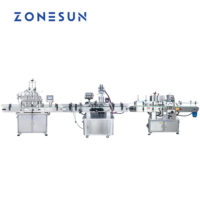 Macchina automatica ZONESUN a 6 ugelli per riempimento, tappatura ed etichettatura di liquidi