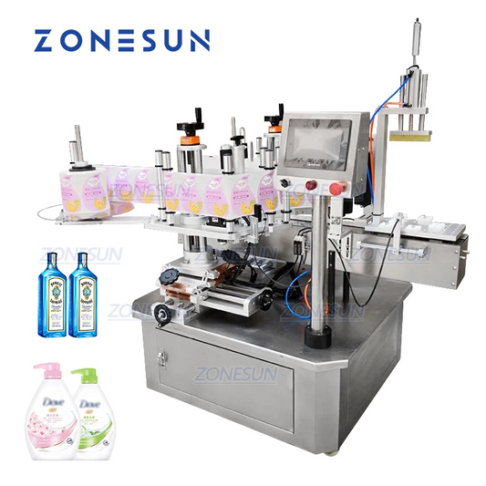 ZONESUN ZS-TB210 Etichettatrice semiautomatica per bottiglie piatte di doppio formato