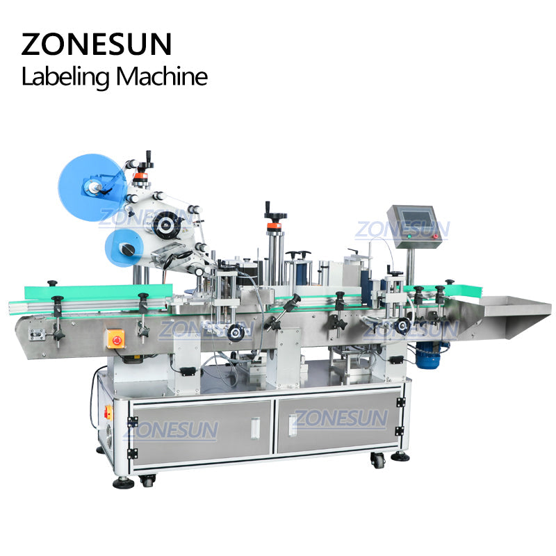 ZONESUN ZS-TB822D Dual-Side Labeling Machine for Flat Cap&Round Bottle