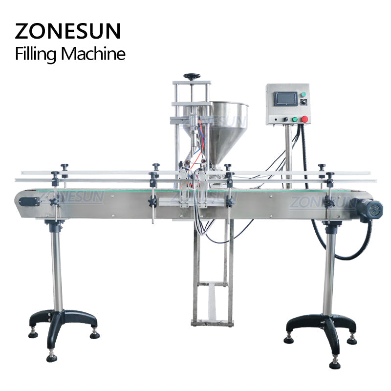 ZONESUN ZS-GY1C Pneumatic Paste & Liquid Filling Machine with Conveyor