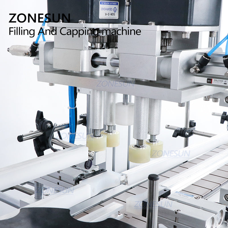 ZONESUN 4 Nozzles Liquid Filling Capping Machine with Cap Feeder