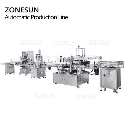 ZONESUN 4-Head Servo Filling Capping Labeling Machine for Square Bottles