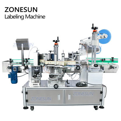 ZONESUN ZS-TB822D Dual-Side Labeling Machine for Flat Cap&Round Bottle