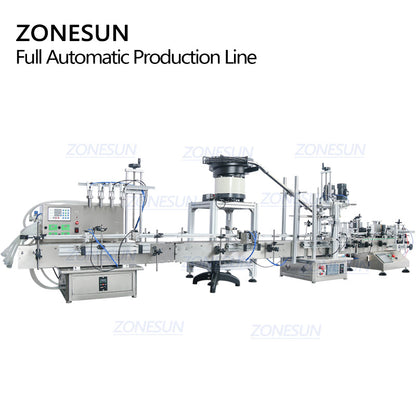 ZONESUN ZS-FAL180C10 4-Nozzle Liquid Filling Capping Labeling Machine