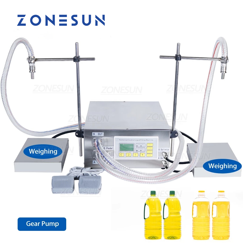 ZONESUN ZS-GP632 Dual-Nozzle Oil Filling Machine with Weighing