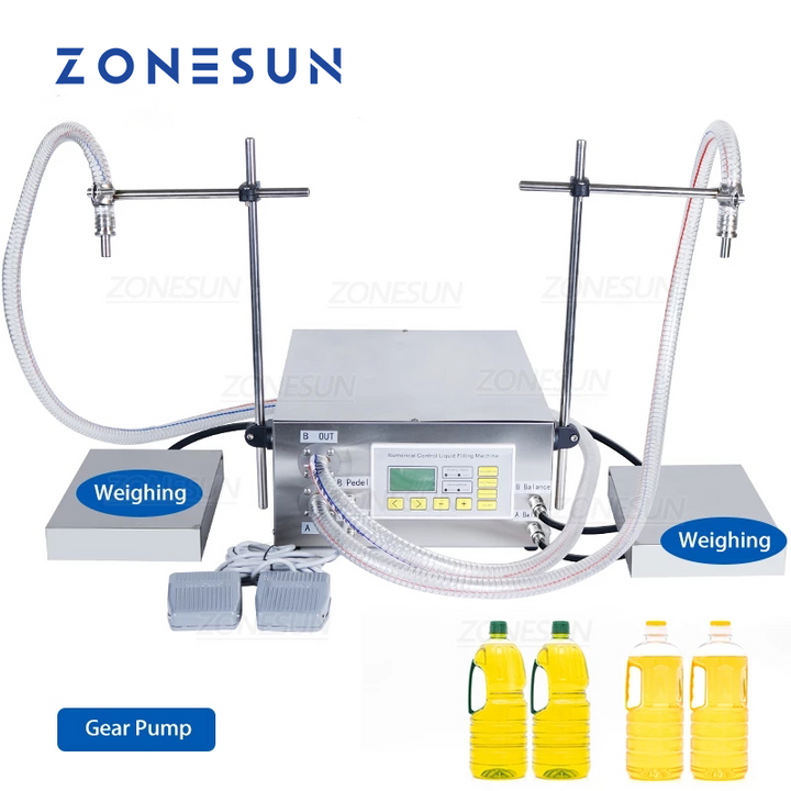 ZONESUN ZS-GP632 Abfüllmaschine mit zwei Düsen und Wiegefunktion für Öl