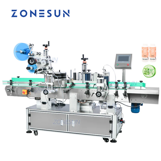 ZONESUN ZS-TB822D Dual-Side Labeling Machine for Flat Cap&Round Bottle