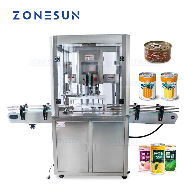 ZONESUN Macchina sigillatrice elettrica automatica per barattoli rotondi con coperchio antipolvere