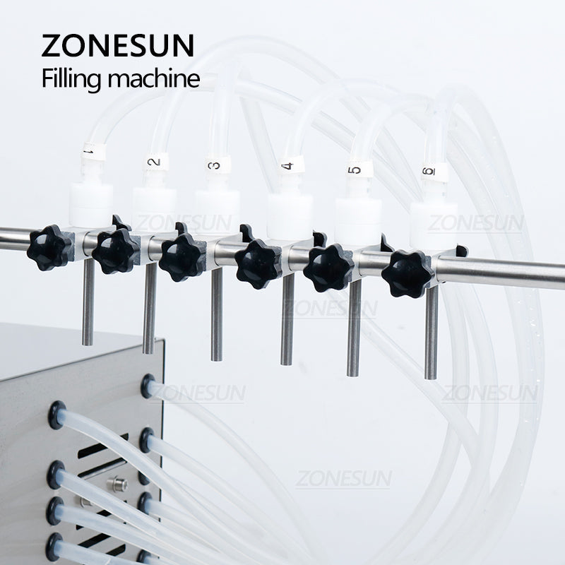 ZONESUN ZS-DPYT6P Semi-Automatic 6-Nozzle Diaphragm Pump Liquid Filler