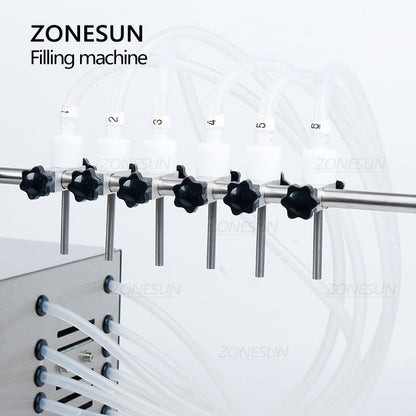 ZONESUN ZS-DPYT6P Semi-Automatic 6-Nozzle Diaphragm Pump Liquid Filler