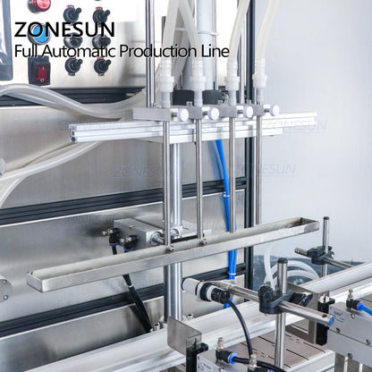 ZONESUN 4‑Nozzles Liquid Filling, Capping & Round Bottle Labeler Line