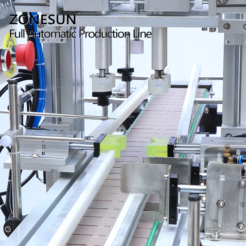 ZONESUN 4‑Nozzles Liquid Filling, Capping & Round Bottle Labeler Line