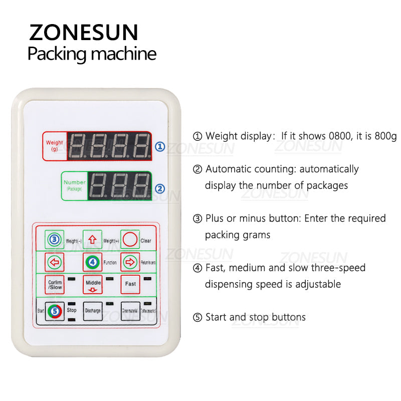 ZONESUN ZS-9999C Semi-Auto Powder Granule Filling Weighing Machine