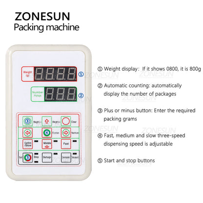 ZONESUN ZS-9999C Semi-Auto Powder Granule Filling Weighing Machine