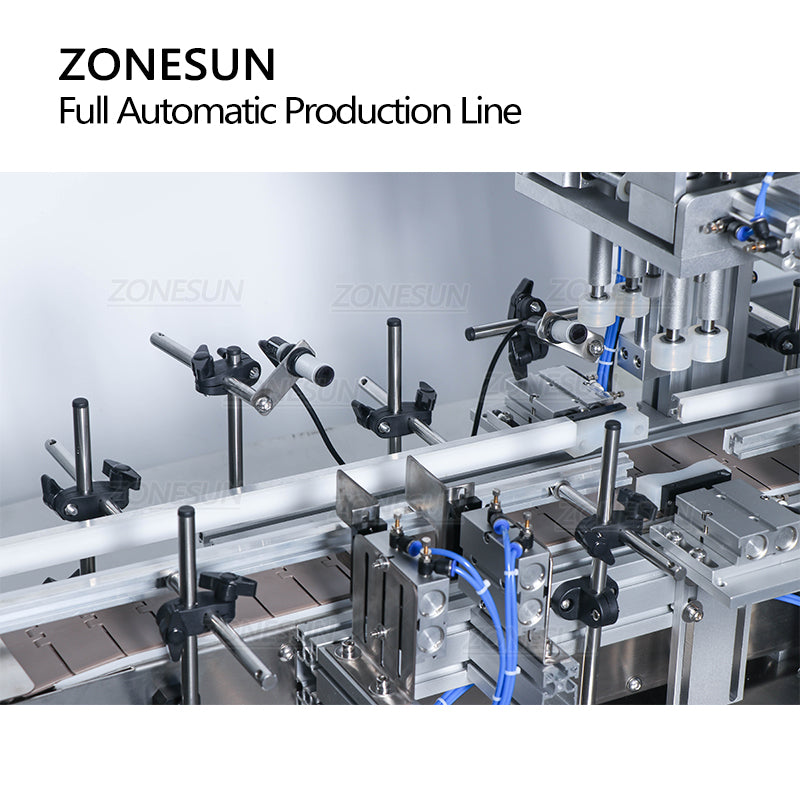 ZONESUN ZS-FAL180D Máquina etiquetadora de doble cara, llenado y tapado de líquidos de sobremesa