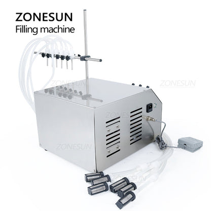 ZONESUN ZS-DPYT6P Semi-Automatic 6-Nozzle Diaphragm Pump Liquid Filler