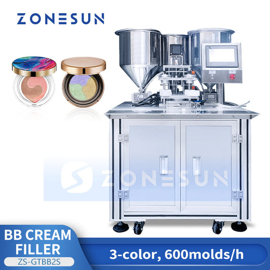 ZONESUN ZS-GTBB2S 3-Color Dual-Head Rotary BB Cream Filling Machine