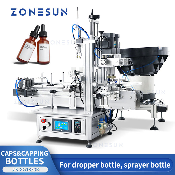 ZONESUN Automatic Dropper Bottle Capping Machine Essential Oil & Sprayer Bottle Rotary Capper