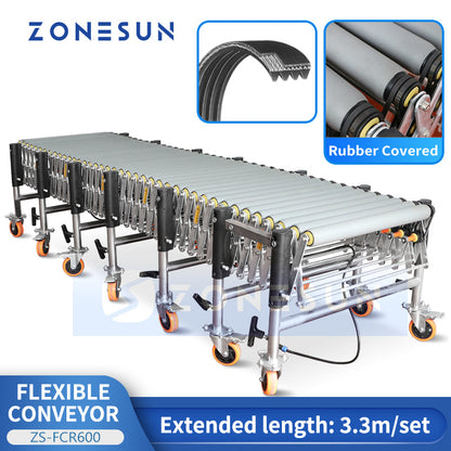 ZONESUN ZS-FCR600 Rubber Covered Flexible Extendable V Belt Conveyor