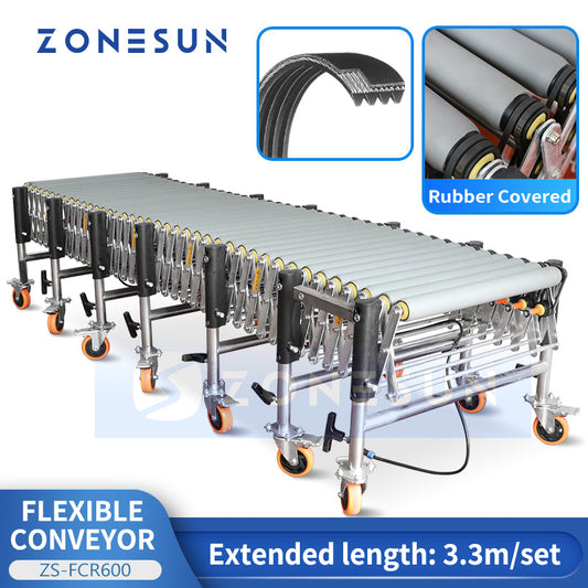 ZONESUN ZS-FCR600 Rubber Covered Flexible Extendable V Belt Conveyor