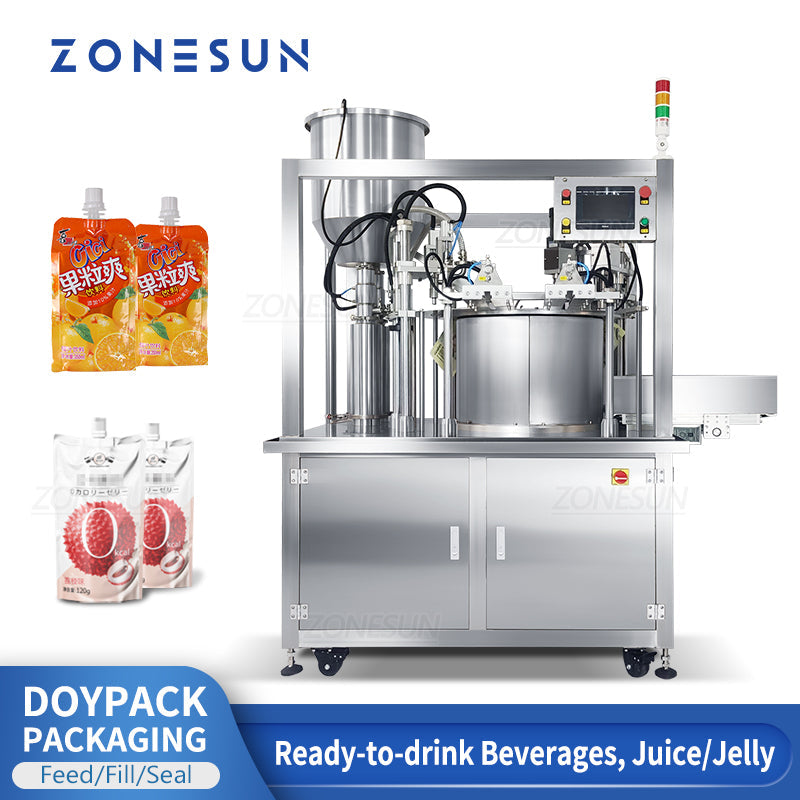 ZONESUN ZS-YTZL2 Servo Doypack Filling Capping Machine with Conveyor