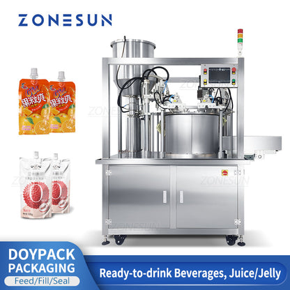 ZONESUN ZS-YTZL2 Servo Doypack Filling Capping Machine with Conveyor