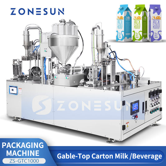 ZONESUN ZS-GTC1000 Semi Automatic Gable Top Carton Filling Machine