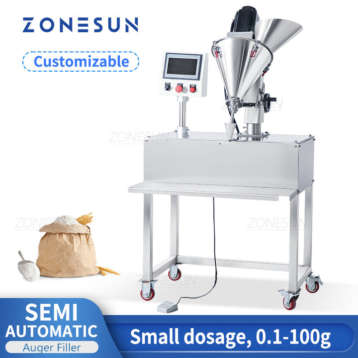 ZONESUN ZS-FM100P Halbautomatische Pulverabfüllmaschine für kleine Dosierungen
