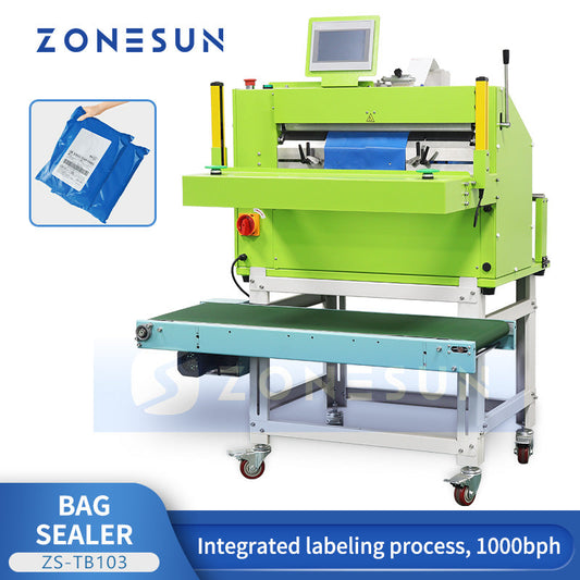 ZONESUN ZS-TB103 Automatic Courier Bag Sealing and Labeling Machine