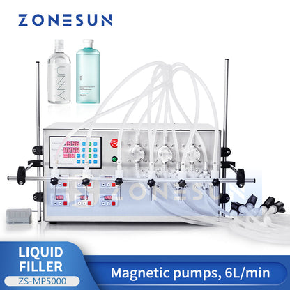 ZONESUN ZS-MP5000 Semi-automatic 6 Nozzles Magnetic Pump Filler