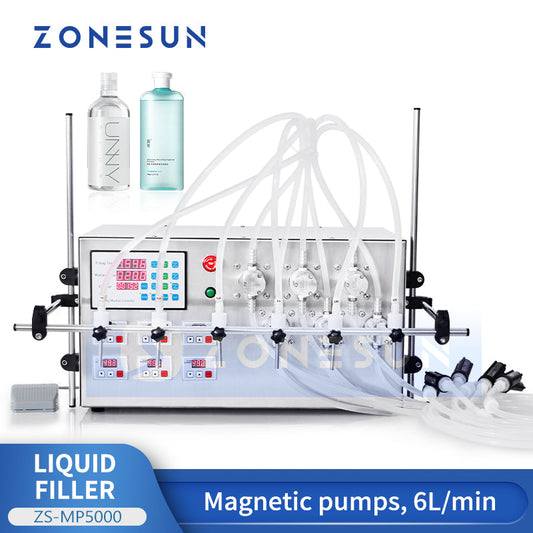 ZONESUN ZS-MP5000 Semi-automatic 6 Nozzles Magnetic Pump Filler