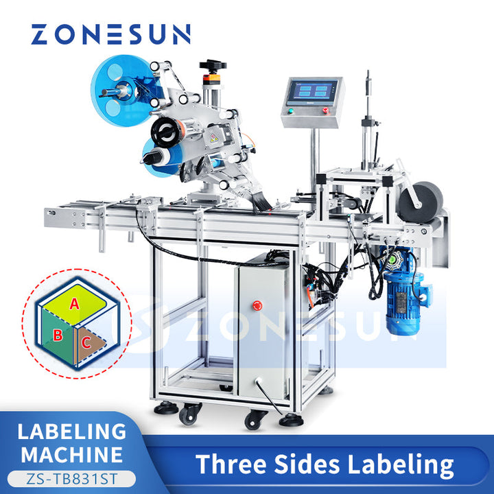 ZONESUN ZS-TB831ST Automatic Three-Sided Box Corner Labeling Machine Tamper-Evident Sealing Labeler