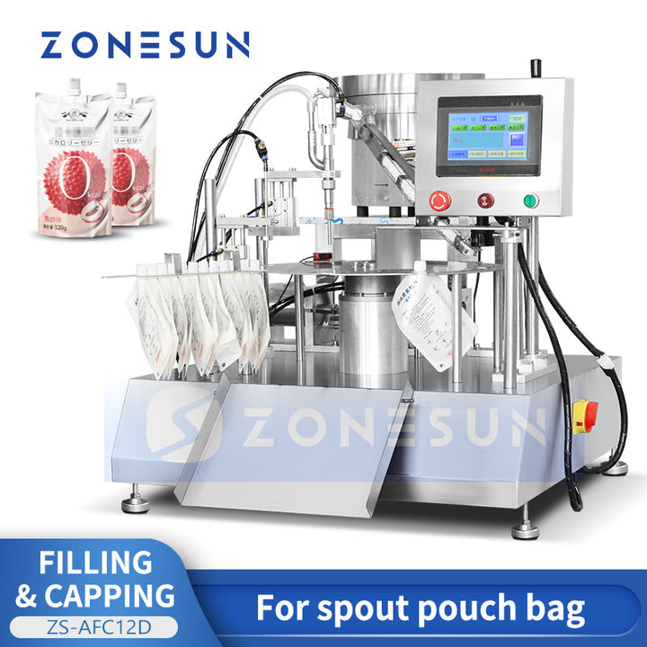 Macchina automatica di riempimento e tappatura per sacchetti con beccuccio ZONESUN ZS-AFC12D