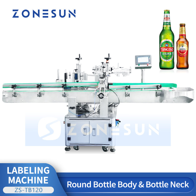 ZONESUN ZS-TB120 Neck & Body Labeling Machine for Round Bottles