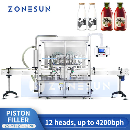 ZONESUN ZS-YT12T-12PX 12-Nozzle Servo Paste Filling Machine with Pump