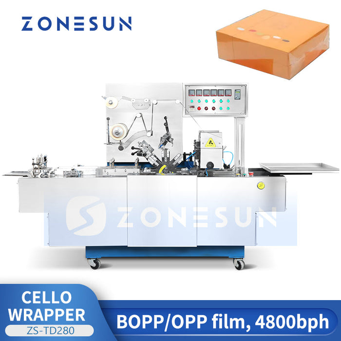Máquina envasadora automática de celofán ZONESUN ZS-TD280 