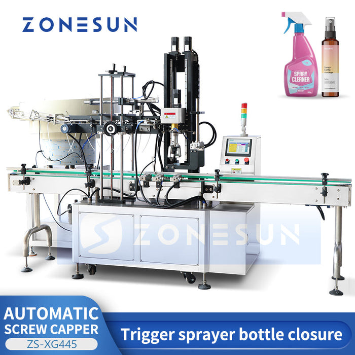 ZONESUN ZS-XG445 Automatic Trigger Spray Bottle Capping Machine with Vibratory Bowl Feeder