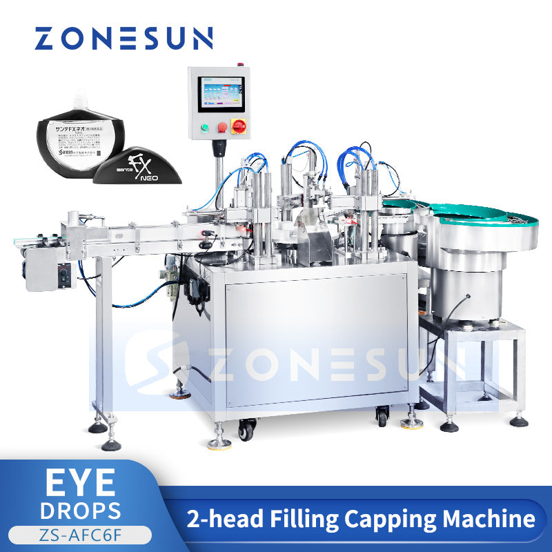 ZONESUN ZS-AFC6F Eye Drop Filling & Capping Machine for Flat Bottles