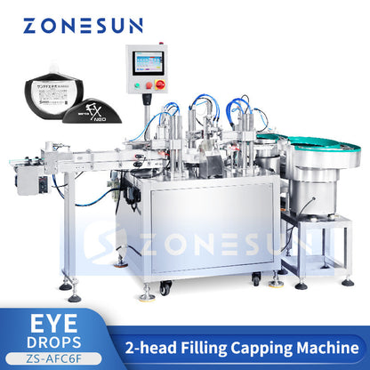 ZONESUN ZS-AFC6F Eye Drop Filling & Capping Machine for Flat Bottles