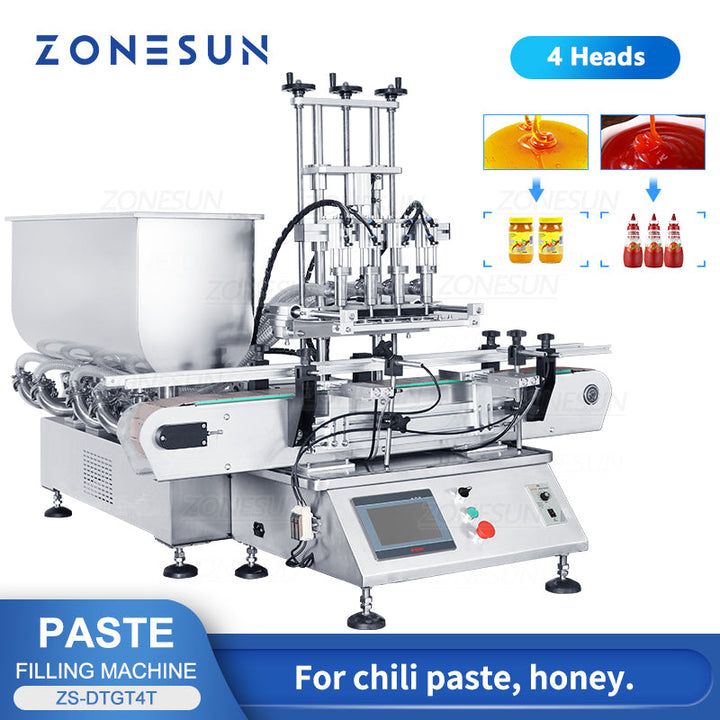 ZONESUN ZS-DTGT4T Máquina de Llenado de Líquidos de Pasta Neumática de 4 Boquillas
