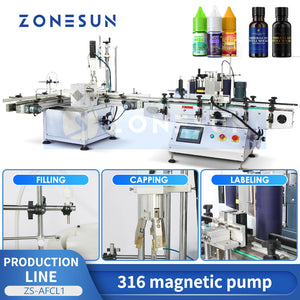 Linea automatica ZONESUN ZS-AFCL1 per riempimento, tappatura ed etichettatura bottiglie