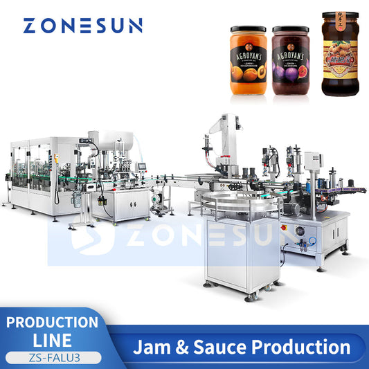 ZONESUN ZS-FALU3 Automatic Jam and Sauce Filling Capping Labeling Line