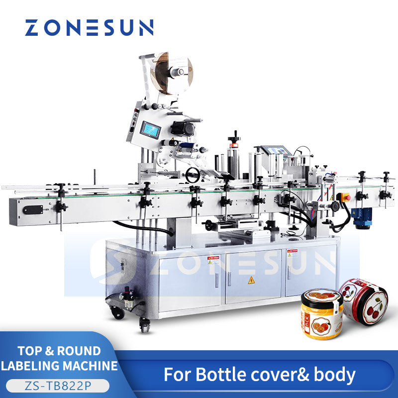 ZONESUN ZS-TB822P Automatic Top and Round Bottle Labeling Machine