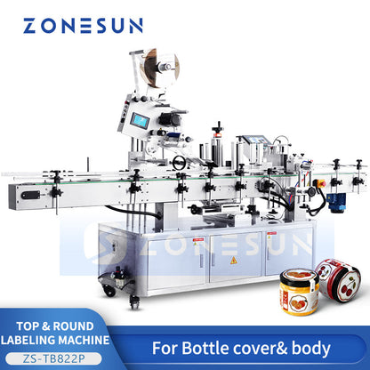 ZONESUN ZS-TB822P Automatic Top and Round Bottle Labeling Machine